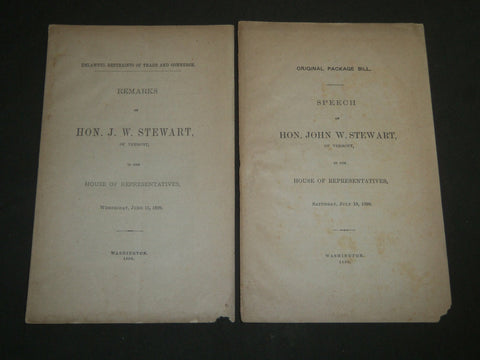 1890 HON. JOHN W. STEWART OF VERMONT SPEECH BOOK LOT OF 2 - J 4692