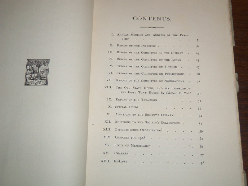 1908 JANUARY 14 BOSTONIAN SOCIETY PROCEEDINGS - ANNUAL MEETING - K 1177