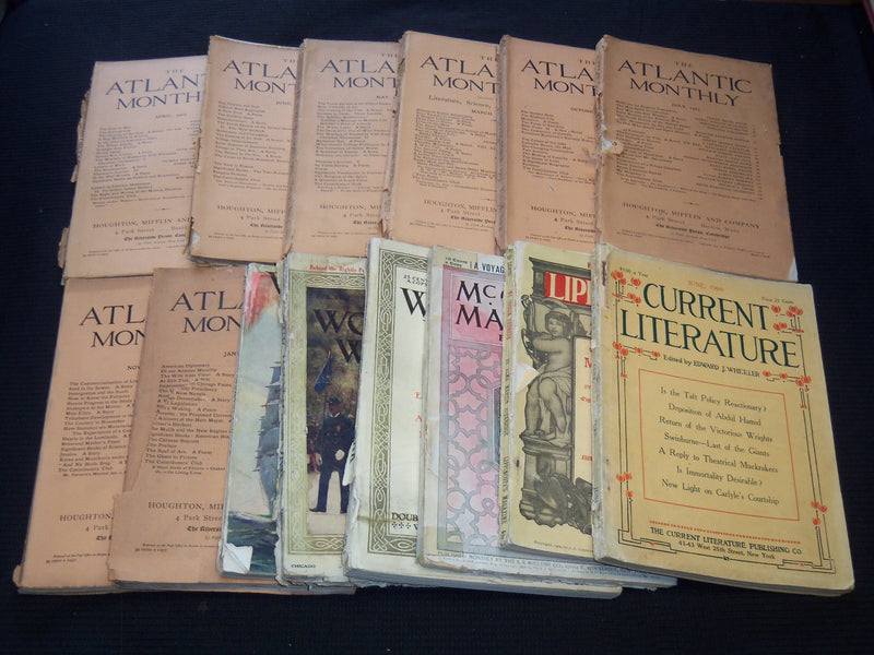1899-1927 ATLANTIC MONTHLY & ILLUSTRATED MONTHLY MAGAZINES LOT OF 14 - WR 322