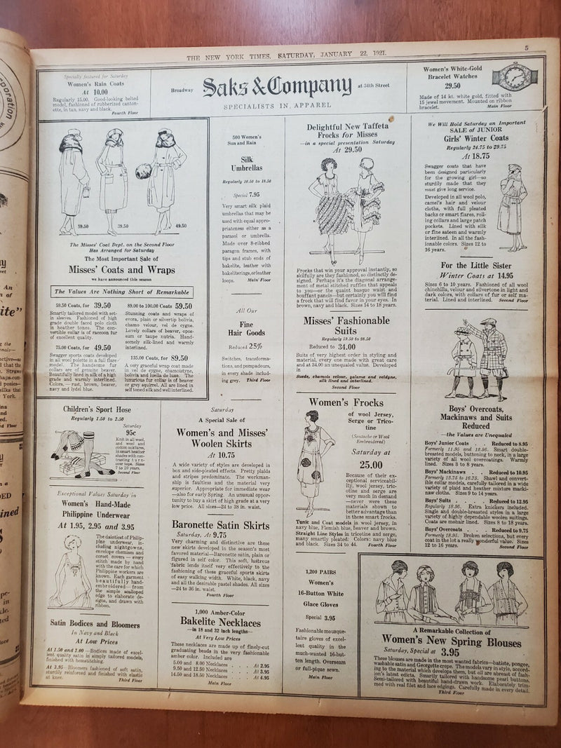 1921 JAN 22 NEW YORK TIMES-ROCKEFELLER GIVES $1MIL FOR STARVING CHILDREN-NT 8105
