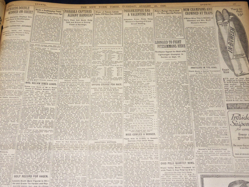 1920 AUG 24 NEW YORK TIMES - U. S. ATHLETES WIN WORLD TITLE AT ANTWERP - NT 8570