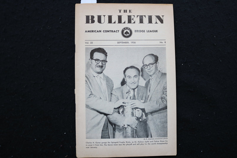 1956 SEP THE BULLETIN - BRIDGE LEAGUE MAGAZINE -CHARLES GOREN -LOT OF 2 - K 2376