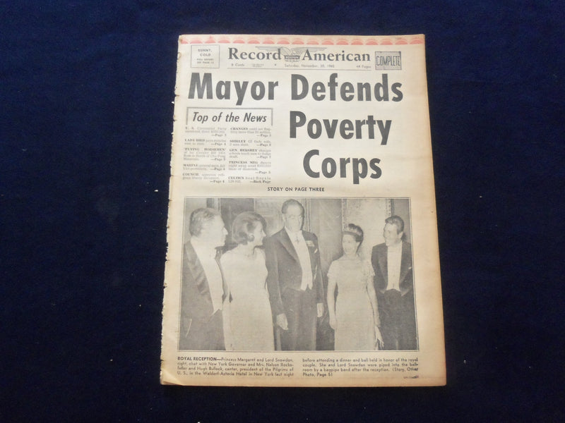 1965 NOV 20 BOSTON RECORD AMERICAN NEWSPAPER-MAYOR DEFENDS POVERTY CORPS-NP 6305