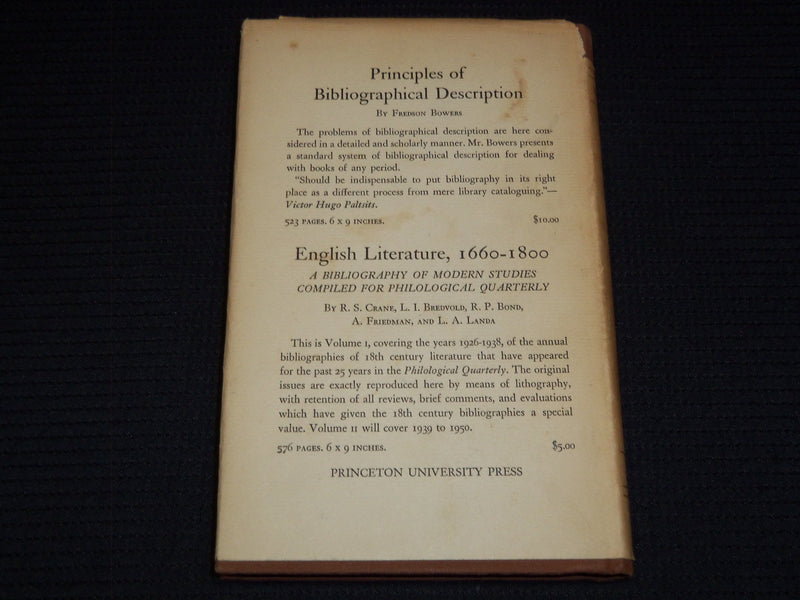 1950 ROCHESTER'S POEMS ON SEVERAL OCCASIONS BOOK EDITED BY JAMES THORPE- KD 7804