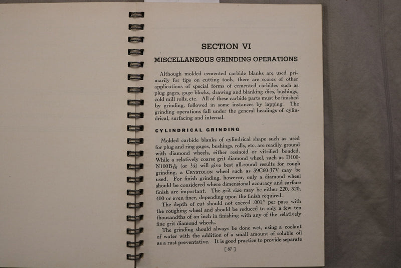 1950'S GRINDING CARBIDE TOOLS CATALOG - K 3450