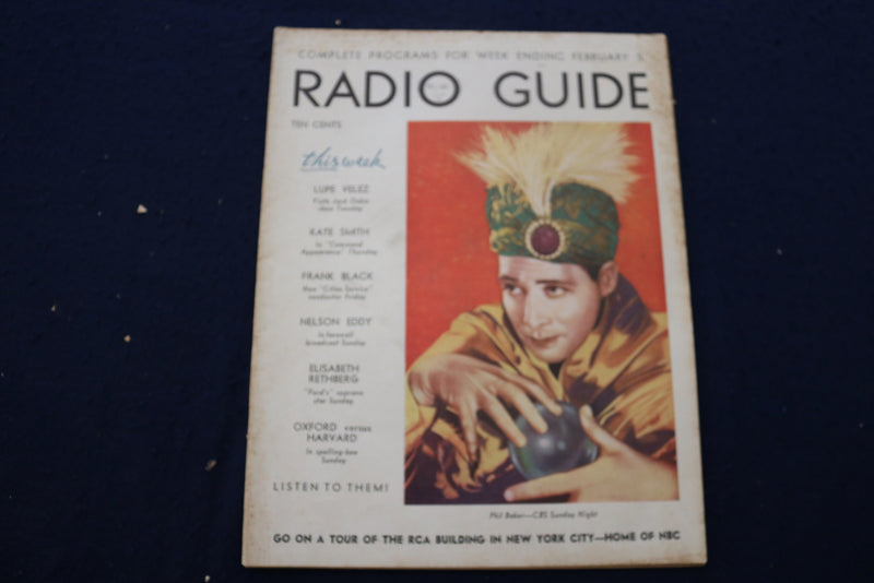 1938 FEBRUARY 5 RADIO GUIDE MAGAZINE - PHIL BAKER COVER - E 9210