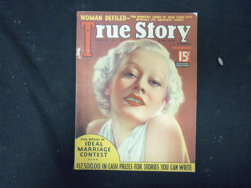 1935 NOVEMBER TRUE STORY MAGAZINE - NICE COVER, ARTICLES, PHOTOS & ADS - ST 4234