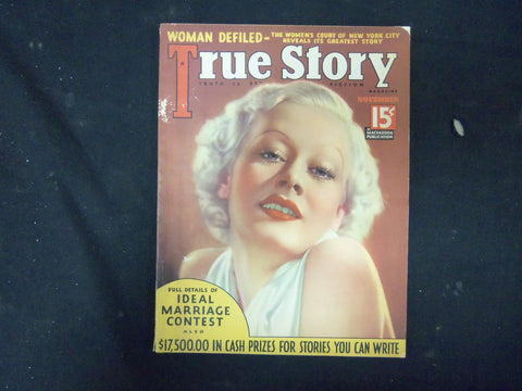 1935 NOVEMBER TRUE STORY MAGAZINE - NICE COVER, ARTICLES, PHOTOS & ADS - ST 4234