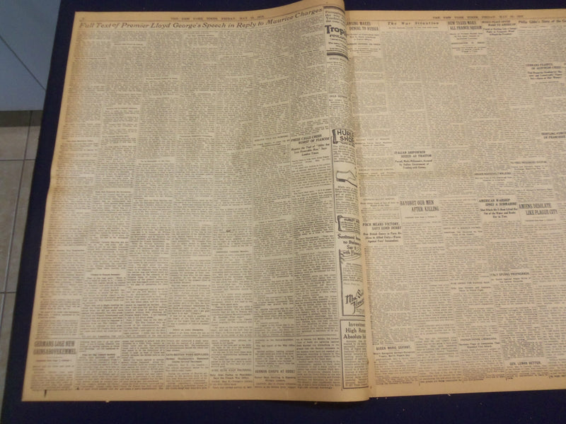 1918 MAY 10 NEW YORK TIMES - COMMONS UPHOLDS LLOYD GEORGE 293 TO 106 - NT 8177