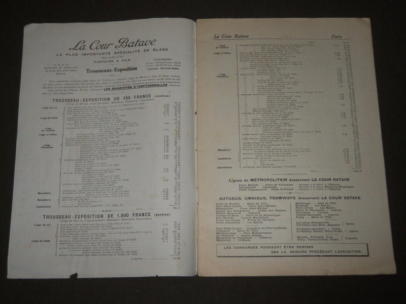 1800'S LA COUR BATAVE EXPOSITION DE BLANC FRENCH CATALOGUE - FR 1267