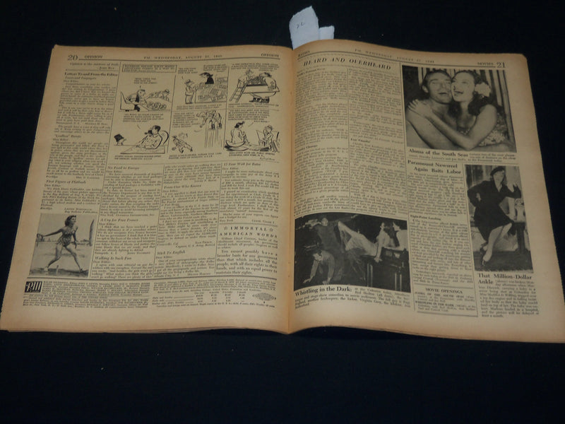 1941 AUGUST 27 PM'S WEEKLY NEWSPAPER - LESNEVICH BEATS MAURIELLO - NP 4934