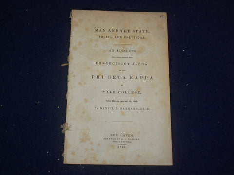1846 YALE COLLEGE - MAN AND THE STATE ADDRESS - DANIEL BARNARD - J 4712