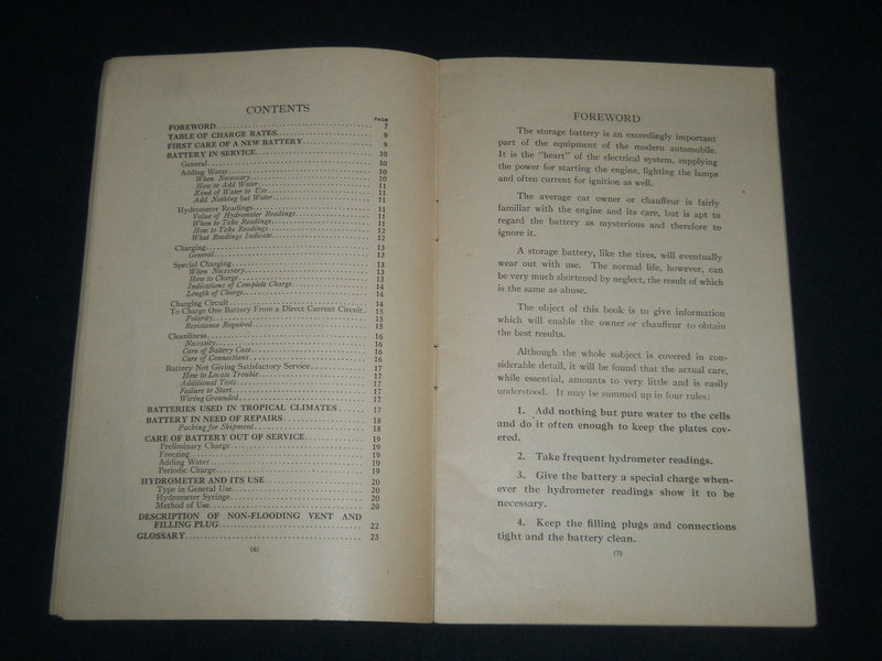 1918 INSTRUCTIONS FOR EXIDE BATTERIES IN AUTOMOBILE STARTING & LIGHTING - J 3987