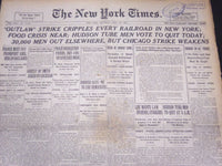 1920 APRIL 10 NEW YORK TIMES - OUTLAW STRIKE CRIPPLES RAILROAD IN NY - NT 5377