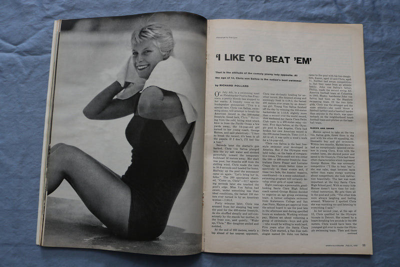 1958 JULY 21 SPORTS ILLUSTRATED MAGAZINE - CHRIS VON SALTZA COVER - ST 5506I