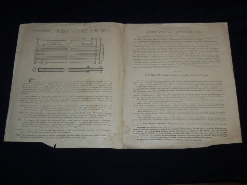 1800'S WHEELER CONDENSER & ENGINEERING WORKS BROCHURE - J 9031