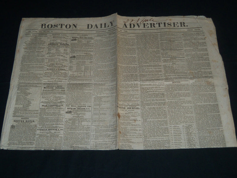 1860 JULY 18 BOSTON DAILY ADVERTISER NEWSPAPER - HARVARD COMMENCEMENT - NP 4172