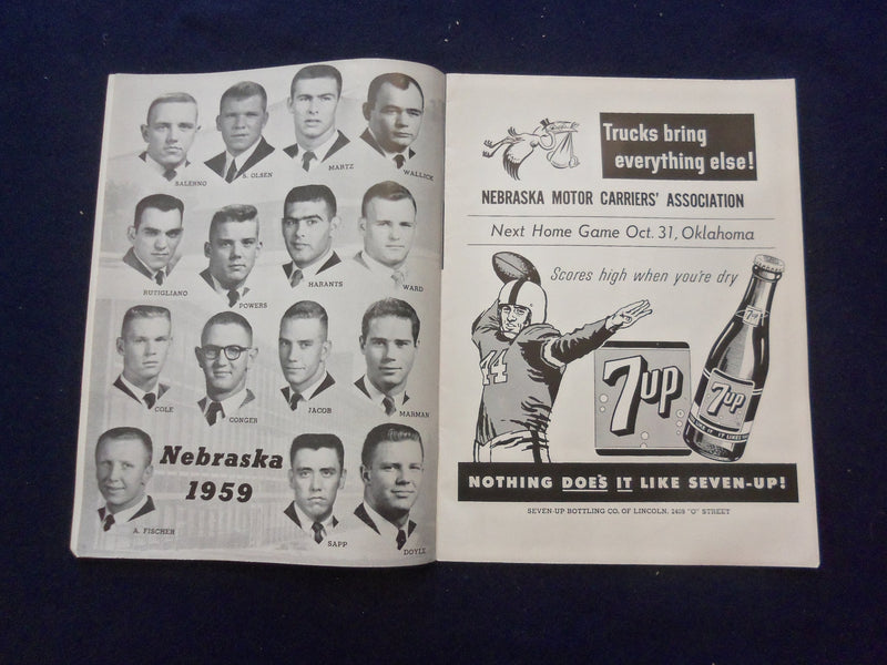 1959 OCTOBER 17 FOOTBALL PROGRAM - INDIANA UNIV VS. UNIV OF NEBRASKA - SP 5454O