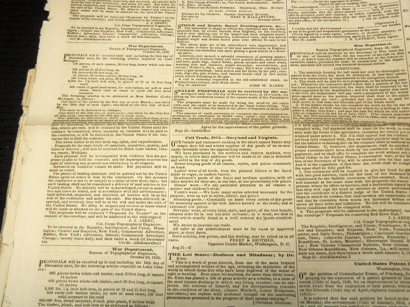 1852-1853 THE DAILY UNION NEWSPAPER LOT OF 4 ISSUES - WASINGTON - NP 3297E