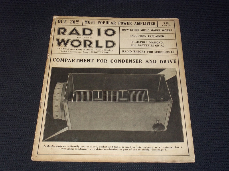 1929 OCTOBER 26 RADIO WORLD MAGAZINE NICE ELECTRONICS COVERS & ADS - E 2824