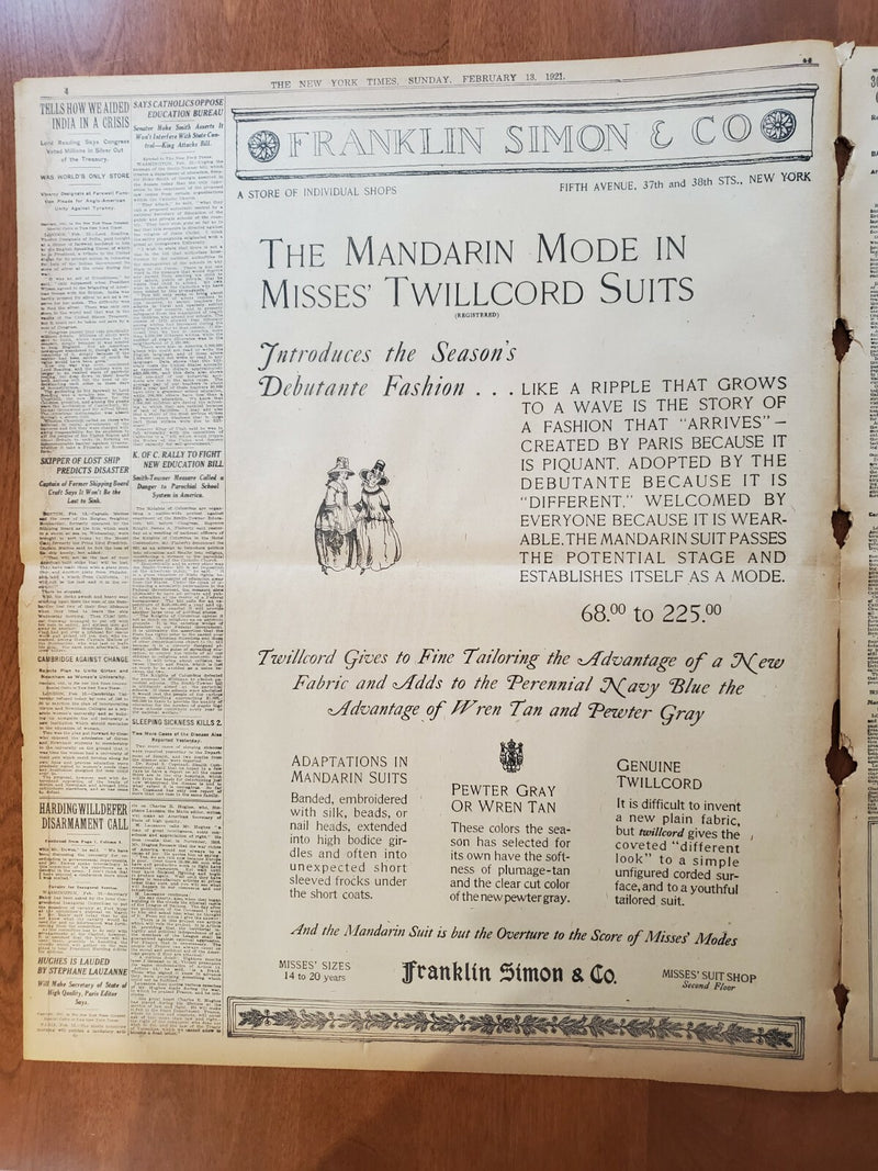 1921 FEBRUARY 13 NEW YORK TIMES - SENATOR THREATENS TO IMPEACH LANDIS - NT 8122