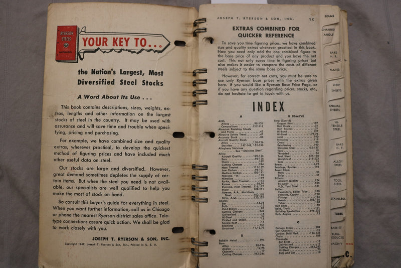 1949-1950 RYERSON STEELS CATALOG - JOSEPH T. RYERSON & SON INC. - K 3451
