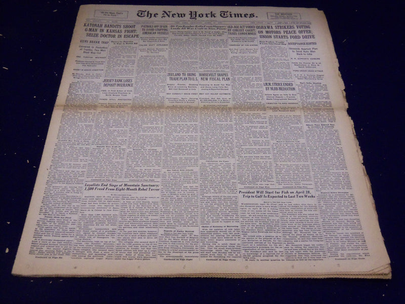 1937 APRIL 17 NEW YORK TIMES - KATONAH BANDITS SHOOT G-MAN - NT 3097