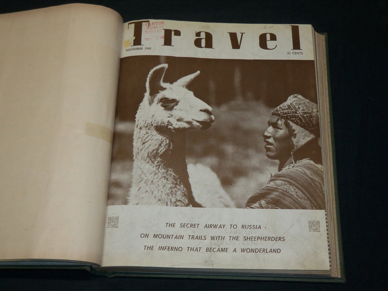 1945 NOV-1946 OCT TRAVEL MAGAZINE BOUND VOLUME - GREAT COVERS - KD 5987