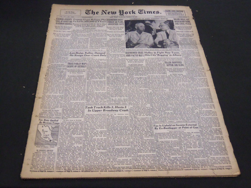 1952 MARCH 25 NEW YORK TIMES - CONFERRING ON STEEL INDUSTRY DISPUTE - NT 4531