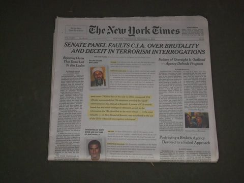 2014 DECEMBER 10 NEW YORK TIMES - SENATE FAULTS CIA IN TERRORISM INTERROGATIONS