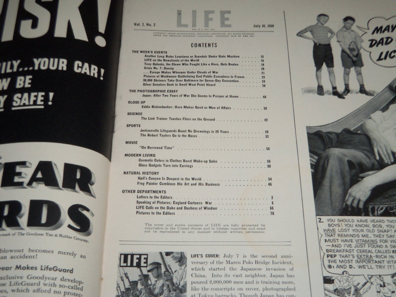 1939 JULY 10 LIFE MAGAZINE - JAPANESE HOME GUARD COVER - L 138