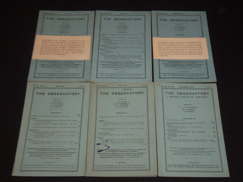 1937-1953 THE OBSERVATORY MONTHLY REVIEW OF ASTRONOMY MAGAZINE LOT OF 20- O 2827