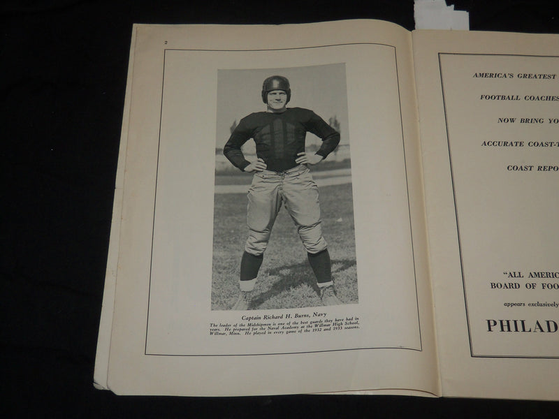 1934 OCTOBER 27 NAVY VS. PENNSYLVANIA COLLEGE FOOTBALL PROGRAM - J 5767