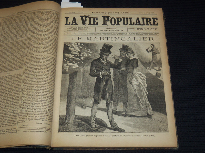 1885 APRIL-JUNE LA VIE POPULAIRE FRENCH MAGAZINE BOUND VOLUME - ZOLA - R 89C