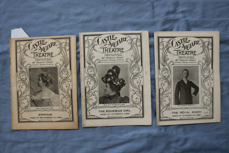 1896 CASTLE SQUARE THEATRE PROGRAM MAGAZINE - LOT OF 13 - BOSTON - K 2729