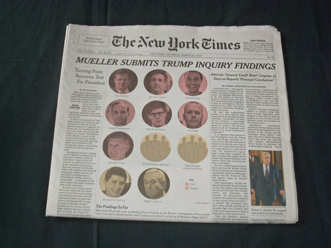 2019 MARCH 23 NEW YORK TIMES - MUELLER SUBMITS TRUMP INQUIRY FINDINGS
