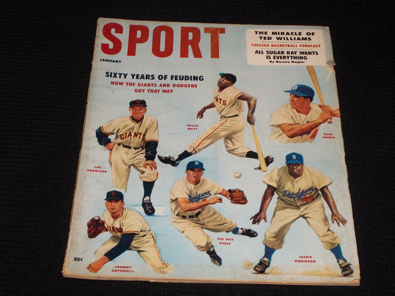 1958 JANUARY SPORT MAGAZINE - GIANTS & DODGERS COVER - E 204