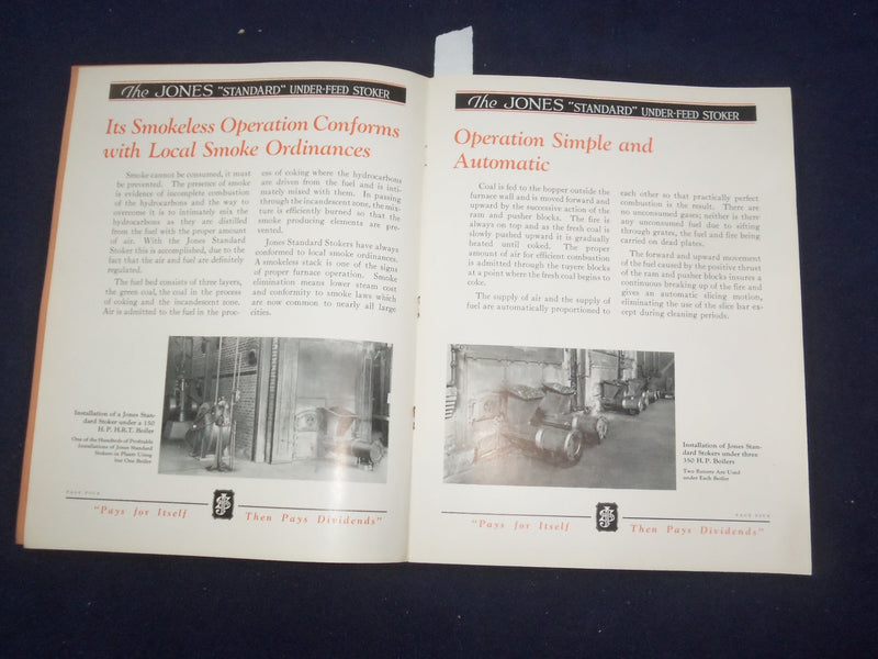 1920'S THE JONES STANDARD UNDER-FEED STOKER CATALOG - J 9332