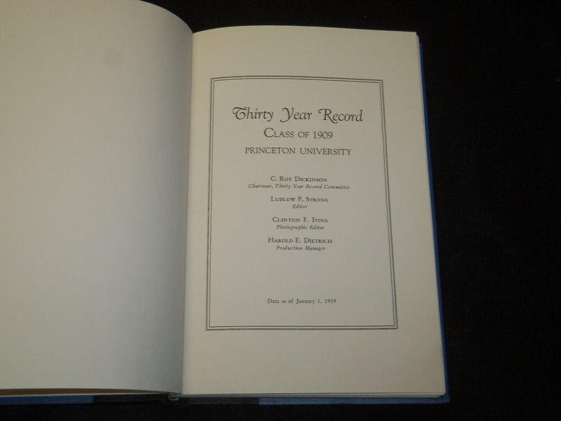 1939 THIRTY YEAR RECORD CLASS OF 1909 PRINCETON UNIVERSITY - NICE PHOTOS- J 5329
