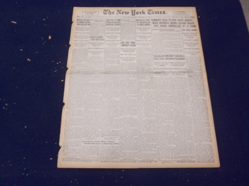 1920 NOVEMBER 25 NEW YORK TIMES - TAMMANY FAILS TO STOP GRAFT INQUIRY - NT 8461