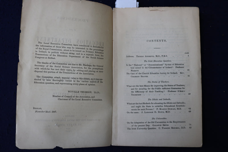 1867 EDUCATION DEPARTMENT PROCEEDINGS - BELFAST MEETING SOFTCOVER BOOK - K 965