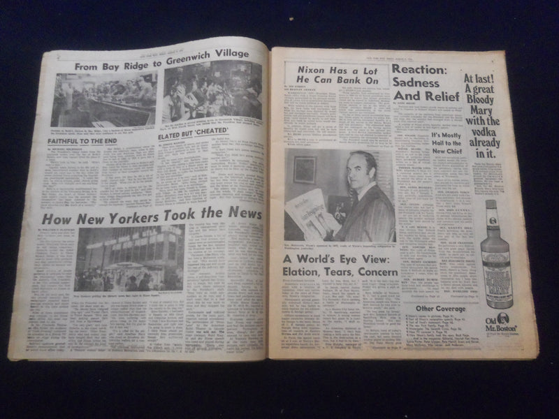 1974 AUGUST 9 NEW YORK POST NEWSPAPER - PRESIDENT NIXON RESIGNS - NP 6064