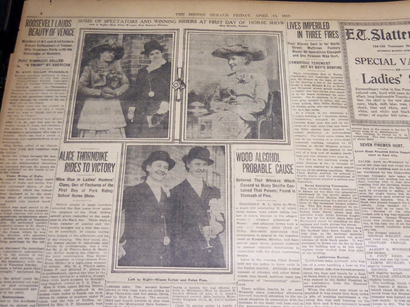 1907 APRIL 15 THE BOSTON HERALD NEWSPAPER - BASEBALL SEASONS OPENS - BH 398