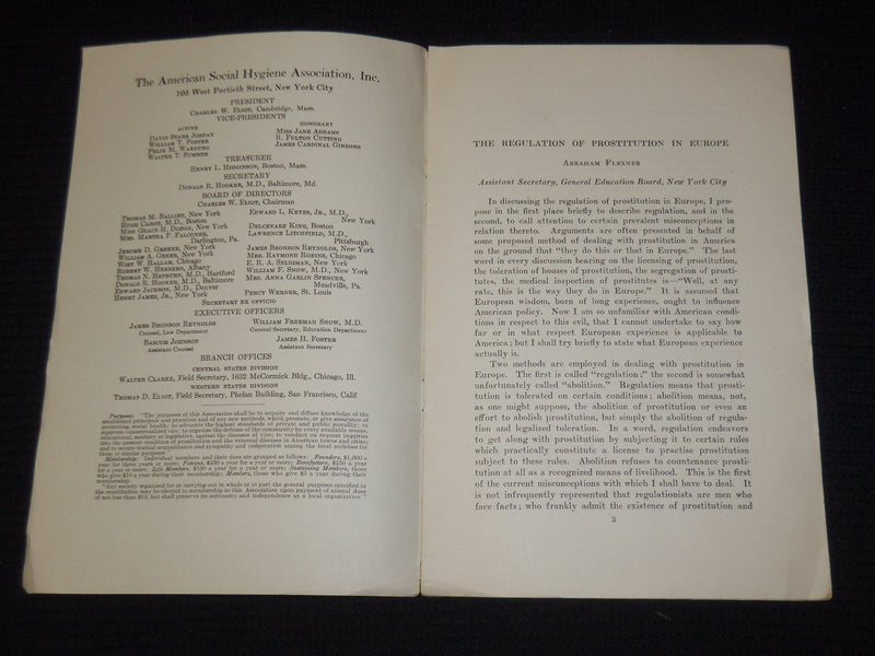1914 THE REGULATION OF PROSTITUTION IN EUROPE BULLETIN BY ABRAHAM FLEXNER- K 628