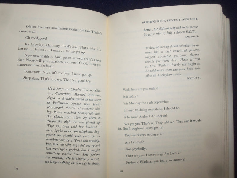 1971 BRIEFING FOR A DESCENT INTO HELL HARDCOVER BOOK BY BORIS LESSING - KD 8947