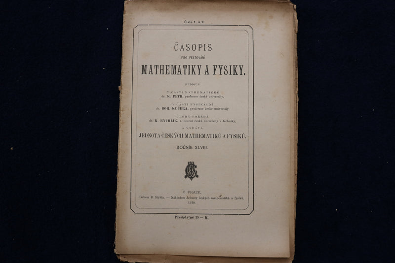 1918-1920 MATHEMATIKY A FYSIKY - CZECH TEXT - LOT OF 4 - O 3429