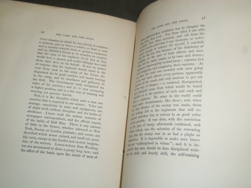 1861 THE CAMP AND THE FIELD BOOK BY ONE OF OUR CHAPLINS - WOODBURY - J 4806
