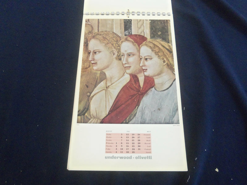 1962 GIOTTO - OLIVETTI UNDERWOOD CALENDAR - GREAT PAINTINGS - ST 2648O