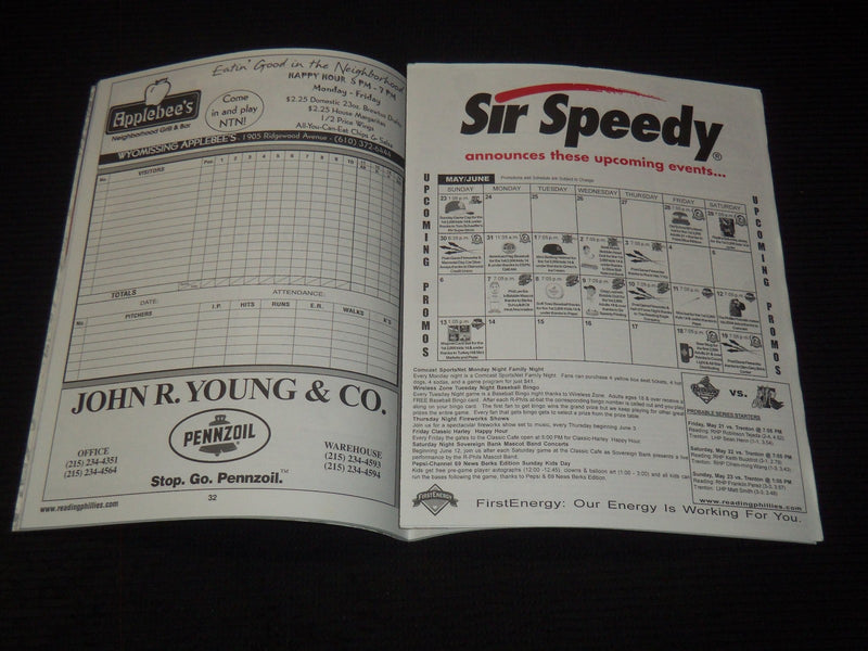 2002-2005 READING PHILADELPHIA PHILLIES BASEBALL PROGRAMS LOT OF 3 - ST 1767I