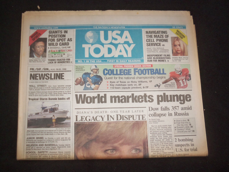 1998 AUGUST 28-30 USA TODAY NEWSPAPER - DIANA'S DEATH: ONE YEAR LATER - NP 7951
